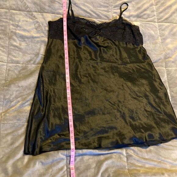 MORGAN TAYLOR Chemise Satin Lace Black Sexy Strappy Nightgown Womens XL - Picture 14 of 15